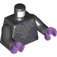 Torso Dress, Dark Bluish Gray Webbing, Medium Lavender Undershirt with Lime Spider Print, Black Arms, Medium Lavender Hands