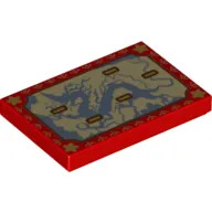 Tile 2 x 3 with Map with Dragon Shape print