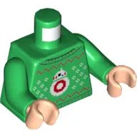 Torso Sweater with Pixelated BB-8 (Ugly Christmas Sweater) Print, Green Arms, Light Nougat Hands