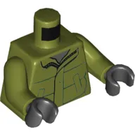 Torso Coat with Pockets and Open Collar Print, Olive Green Arms, Black Hands