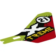 Wing, Tail, with '21' 'X-TREME' on Lime/Red print