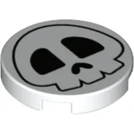 Tile Round 2 x 2 with Bottom Stud Holder with Skull Print