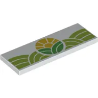Tile 2 x 6 with Lime and Green Field, Yellow Sun Print