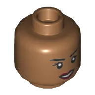 Minifig Head Ajak, Eyelashes, Dark Red Lips, Smile / Angry Print