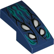 Brick Curved 2 x 1 No Studs with 4 White Eyes, Dark Turquoise Flames print