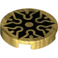 Tile Round 2 x 2 with Bottom Stud Holder and Black Shuriken Print