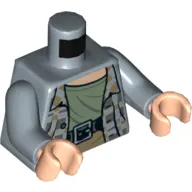 Torso Jacket, Open over Sand Green Undershirt, Black Belt, and Dark Tan Waist Print, Sand Blue Arms, Light Nougat Hands