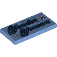Tile 2 x 4 with Blue 'Wonder Woman' print