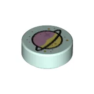 Tile Round 1 x 1 with Planet, Rings Print
