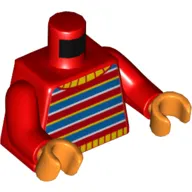 Torso Sweater with Yellow Collar, Blue, White, and Yellow Stripes Print (Ernie), Red Arms, Orange Hands