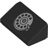 Brick Sloped 30° 1 x 2 x 2/3 with Rotary Phone Print