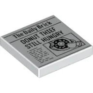 Tile 2 x 2 with Newspaper with 'The Daily Brick' and 'DONUT THIEF STILL HUNGRY' Print