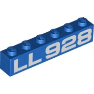 Brick 1 x 6 with White 'LL928' print