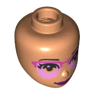 Minidoll Head Bright Light Pink/Dark Pink Glasses, Dark Purple Lips print
