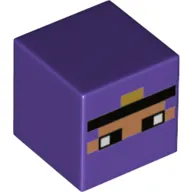 Minifig Head Special, Cube with Pixelated Partly Covered Nougat Face, Black Band Print