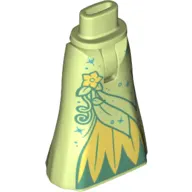 Minidoll Hips and Full Length Skirt with Sand Green Trim, Yellow Flowers, Leaves print