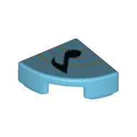 Tile Round 1 x 1 Quarter with Single Black Music Note, Blue Lines Print