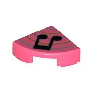 Tile Round 1 x 1 Quarter with Double Black Music Note, Blue Lines Print