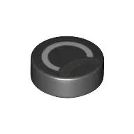 Tile Round 1 x 1 with White, Dark Grey Circles (Eye) print