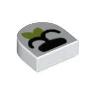 Tile 1 x 1 Half Circle with Black Snout, Leaf print