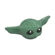 Minifig Head Special, Baby / Toddler, Pointy Ears, Black Eyes print (Grogu / The Child / Baby Yoda)