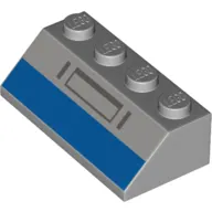 Brick Sloped 45° 2 x 4 with Blue Rectangle, Dark Bluish Grey Shapes print