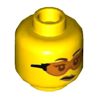 Minifig Head Gracie Goodhart, Trans-Orange Glasses and Smirk / No Glasses and Smile Print