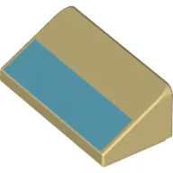 Brick Sloped 30° 1 x 2 x 2/3 with Blue Stripe Print