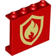Panel 1 x 4 x 3 [Side Supports / Hollow Studs] with Fire Logo Print