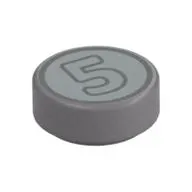 Tile Round 1 x 1 with '5' Coin print