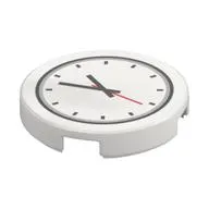Tile Round 2 x 2 with Bottom Stud Holder with Clock with Red Second Hand Print