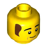Minifig Head Bob, Reddish Brown Hair, Smile Print