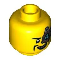 Minifig Head The Mechanic, Monocle with 3 Azure Dots, Big Grin Print