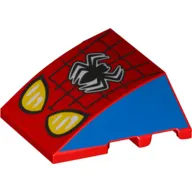 Brick Wedged, Curved 4 x 3 No Studs with Spider-Man Logo and Headlights Print