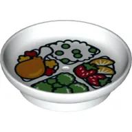Duplo Dish with Chicken Leg, Rice, Fruit, and Broccoli Print