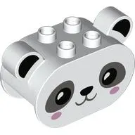 Duplo Brick 2 x 4 x 2 Rounded Ends with Ears and Panda Face Print