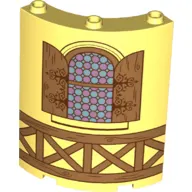 Panel 4 x 4 x 6 Quarter Cylinder with Stain Glass Window, Wood Panels/Beams
