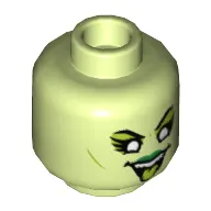 Minifig Head Banshee Singer, White Eyes with Lime Shadow, Green Lips, Open Mouth with Lime Tongue Print