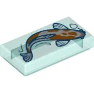 Tile 1 x 2 with Orange/White Fish (Koi) print