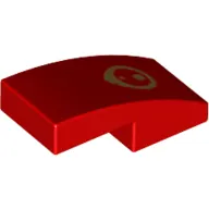 Brick Curved 2 x 1 No Studs [1/2 Bow] with Gold Eye print
