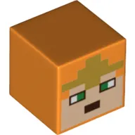 Minifig Head Special, Cube with Alex Face with Gold Tiara Print