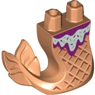 Tail, Mermaid Curved Right with Ice Cream Cone, Magenta and Light Aqua Frosting with Sprinkles Print