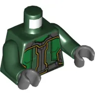Torso Armor with Dark Bluish Gray Panels Print, Dark Green Arms, Dark Bluish Gray Hands