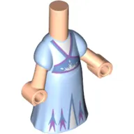 Microdoll Body Long Dress Bright Light Blue with Purple/Medium Blue Decorations, Light Nougat Hands