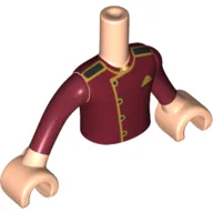 Minidoll Torso Boy with Light Nougat Arms and Hands with Dark Red Usher Jacket, Gold Trim print