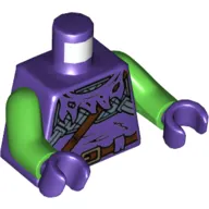 Torso Tunic, Tattered, Chest Plates, Reddish Brown Strap and Belt Print, Bright Green Arms, Dark Purple Hands