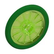 Wheel Wheelchair with Fixed Bright Green Hard Rubber Tire