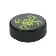 Tile Round 1 x 1 with Lime Spider Print