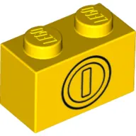 Brick 1 x 2 with Coin Print