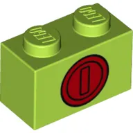 Brick 1 x 2 with Red Coin Print